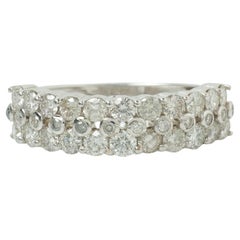 Triple Row Natural Diamond Ring in 14K Solid Gold (Certified)