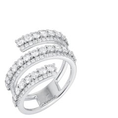 2.28ct Pave Diamond 14K White Gold Triple Row Open Band Ring