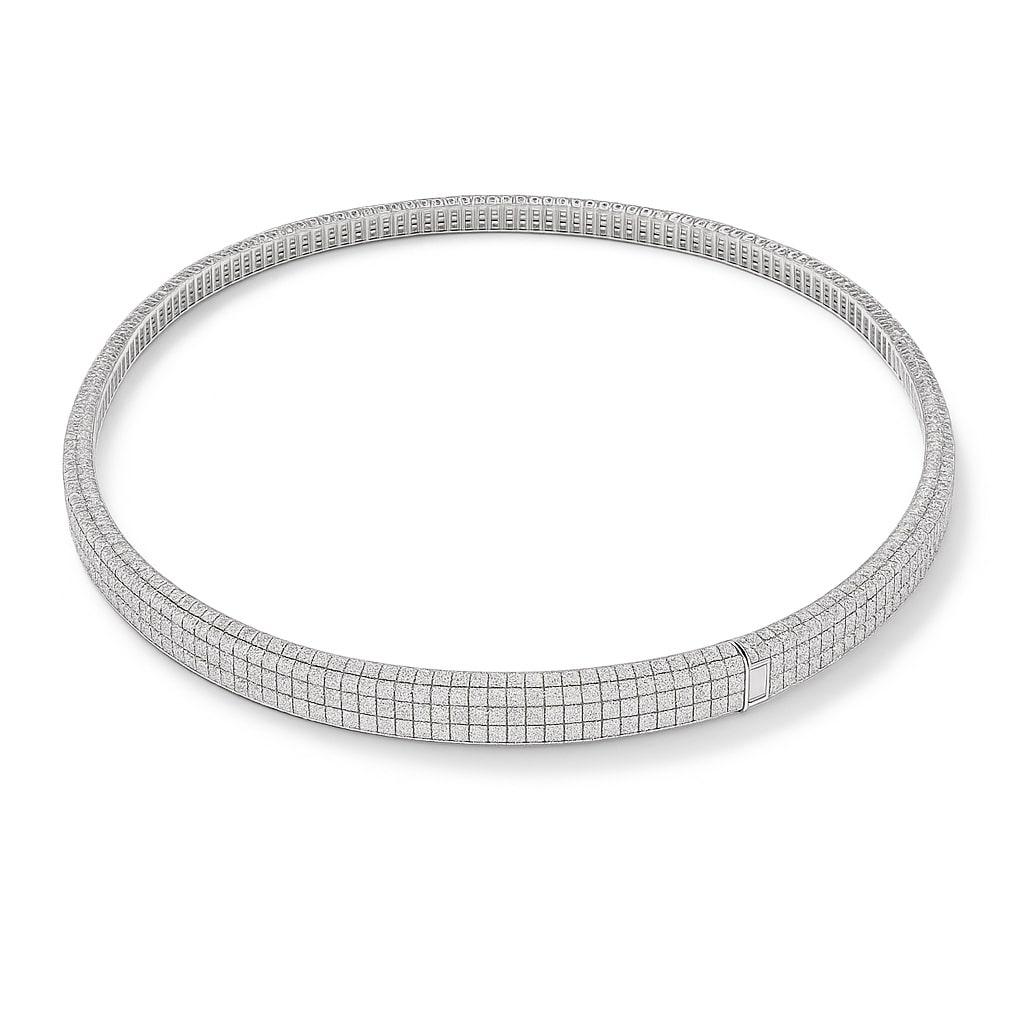 Triple Row Pave Set 14K Weißgold Diamant-Armreif im Angebot