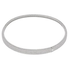 Pulsera brazalete con tres hileras de diamantes en oro blanco de 14 quilates engastados con pavé