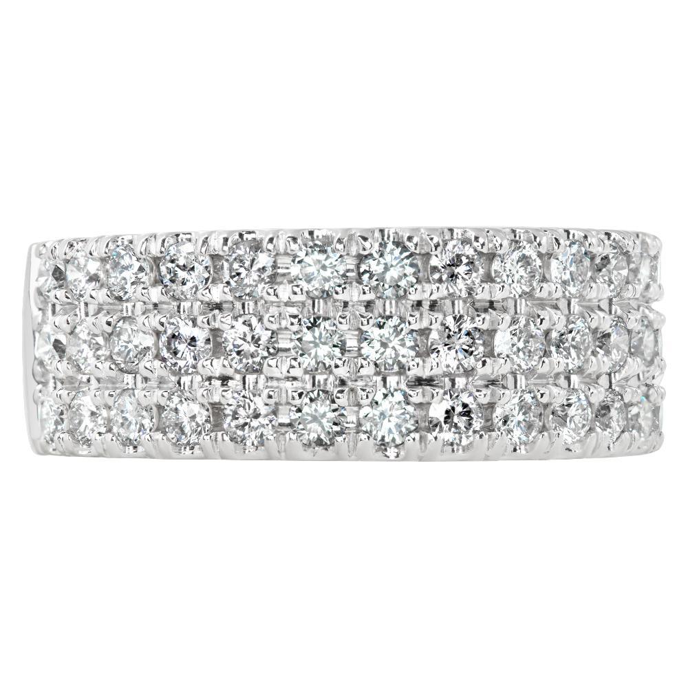 Triple row pave set Effy diamond ring with approx 0.60 cts in G-H color, VS-SI clarity diamonds in 14k white gold. Size 6This Diamond ring is currently size 6 and some items can be sized up or down, please ask! It weighs 4.4 pennyweights and is 14k