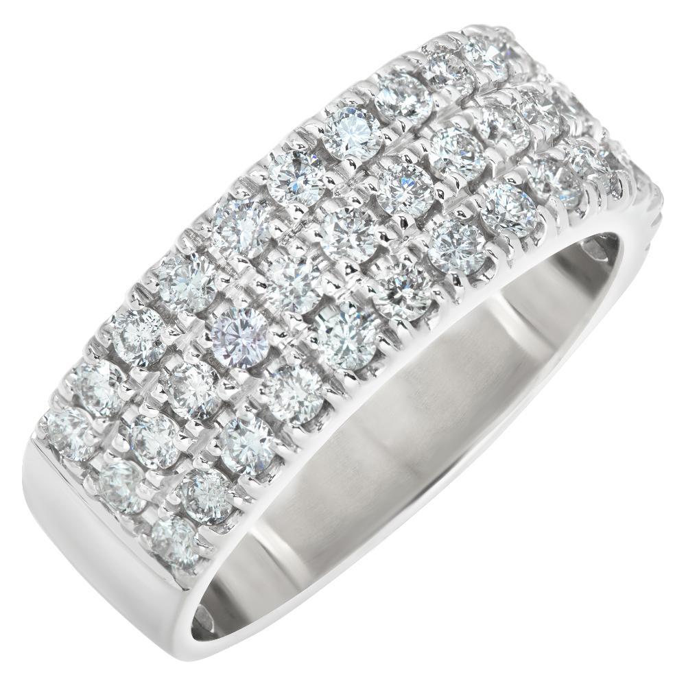 Triple row pave set Effy diamond ring w/ approx 0.60 cts diamonds in white gold In Excellent Condition For Sale In Surfside, FL