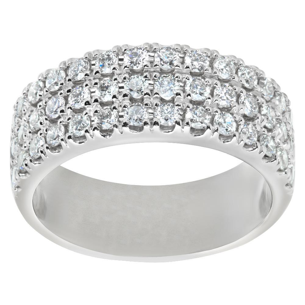 Triple row pave set Effy diamond ring w/ approx 0.60 cts diamonds in white gold For Sale