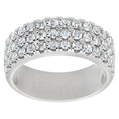 Triple row pave set Effy diamond ring w/ approx 0.60 cts diamonds in white gold
