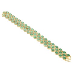 Triple Row Round Cut Emerald Bezel Tennis Bracelet, 18K Gold, 2026