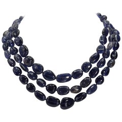 Triple Separable Blue Kyanite Diamond Clasped Necklaces