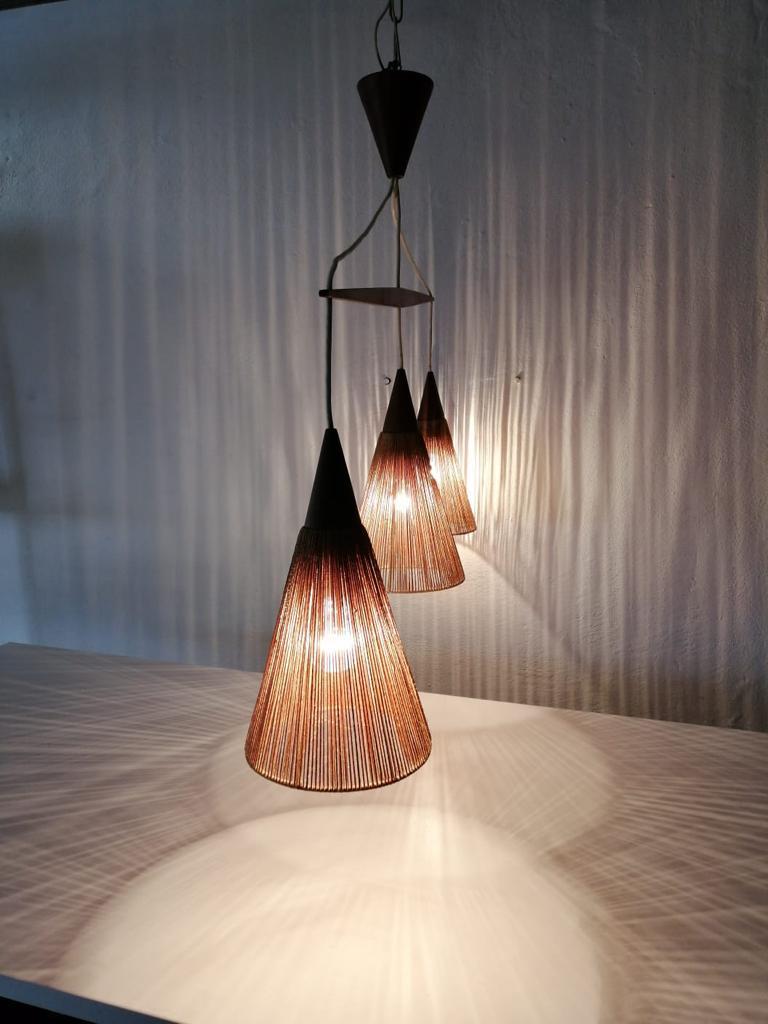 Triple Shade Ceiling Lamp by Ib Fabiansen for Fog & Mørup, 1960s, Denmark For Sale 4