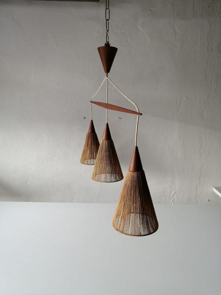 Mid-Century Modern Triple Shade Ceiling Lamp by Ib Fabiansen for Fog & Mørup, 1960s, Denmark For Sale