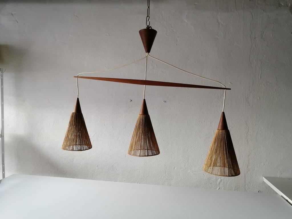 Danish Triple Shade Ceiling Lamp by Ib Fabiansen for Fog & Mørup, 1960s, Denmark For Sale