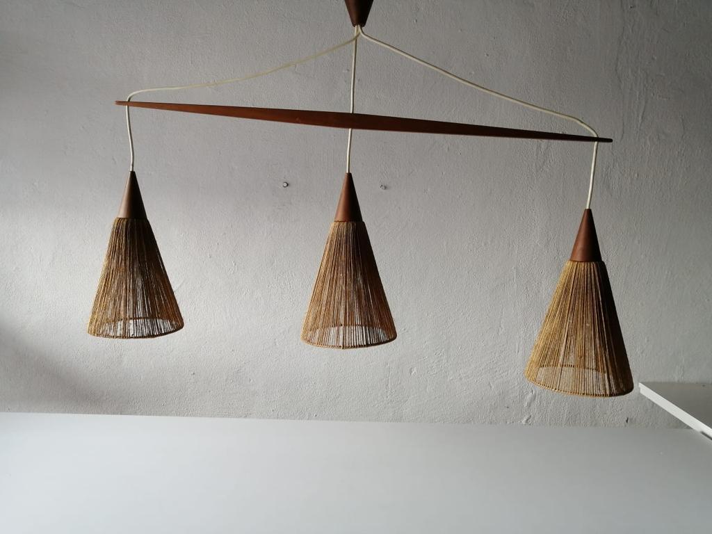 Triple Shade Ceiling Lamp by Ib Fabiansen for Fog & Mørup, 1960s, Denmark In Good Condition For Sale In Hagenbach, DE