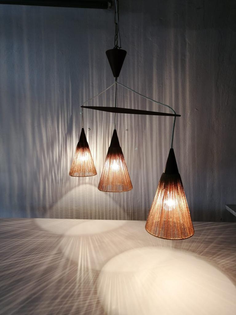 Triple Shade Ceiling Lamp by Ib Fabiansen for Fog & Mørup, 1960s, Denmark For Sale 2
