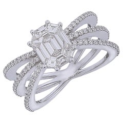 Triple shank with 3 carat face up Invisible set Emerald illusion Piecut diamond