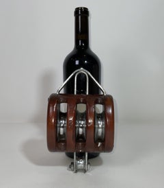 Triple Sheave Varnished Wood Nautical Pulley Block