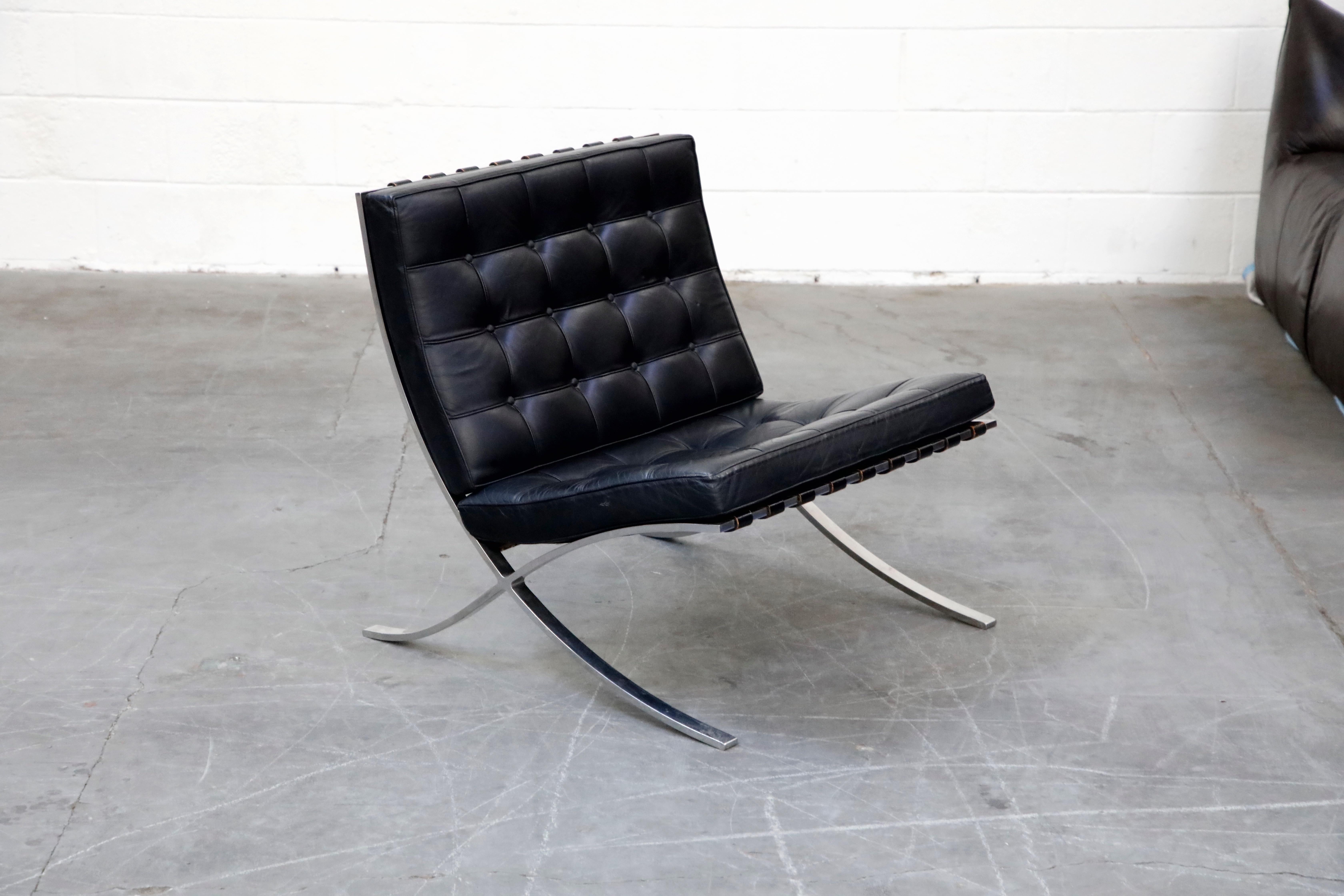 American Triple Signed Knoll Associates Barcelona Chairs by Mies van der Rohe, circa 1961