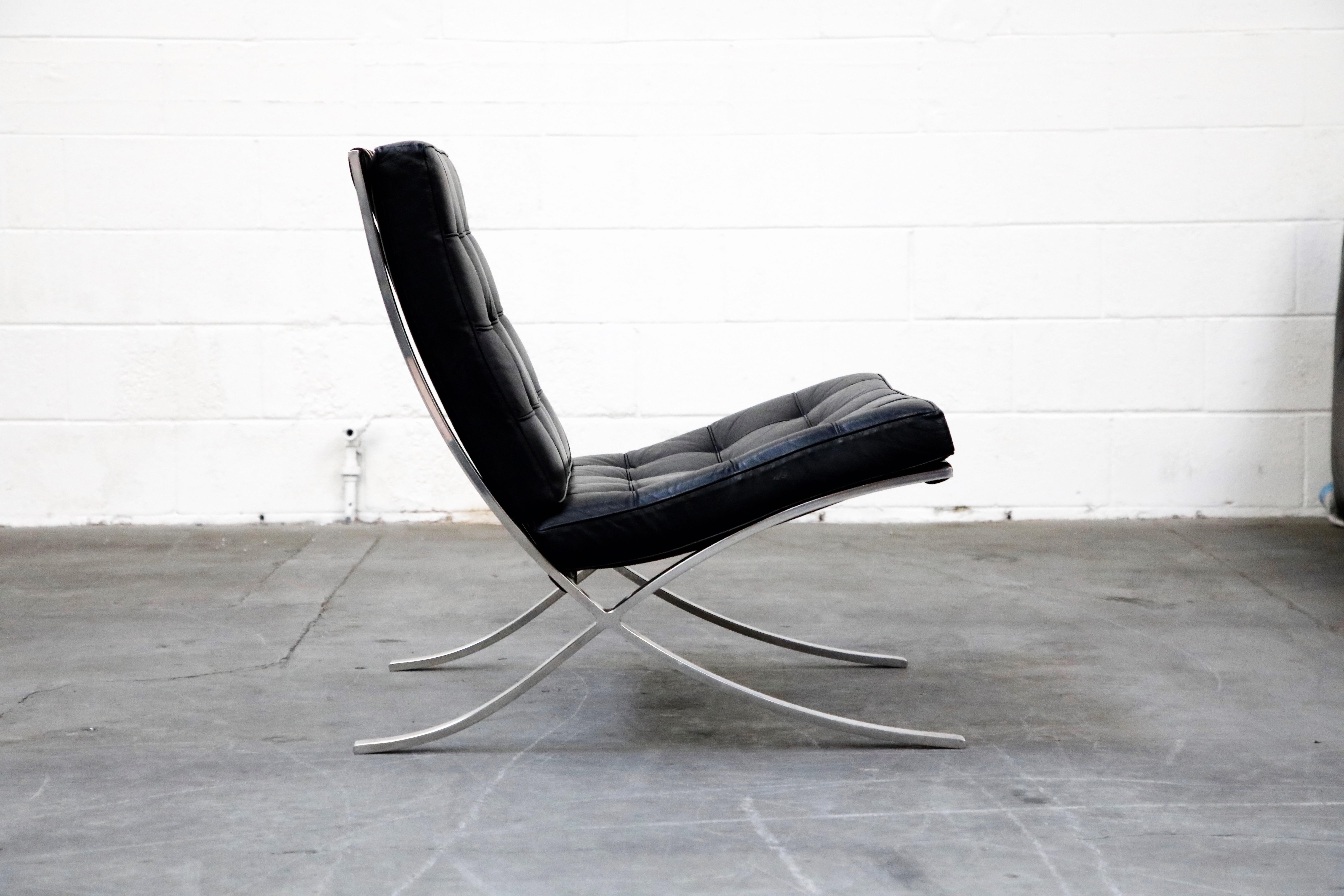 Triple Signed Knoll Associates Barcelona Chairs by Mies van der Rohe, circa 1961 In Good Condition In Los Angeles, CA