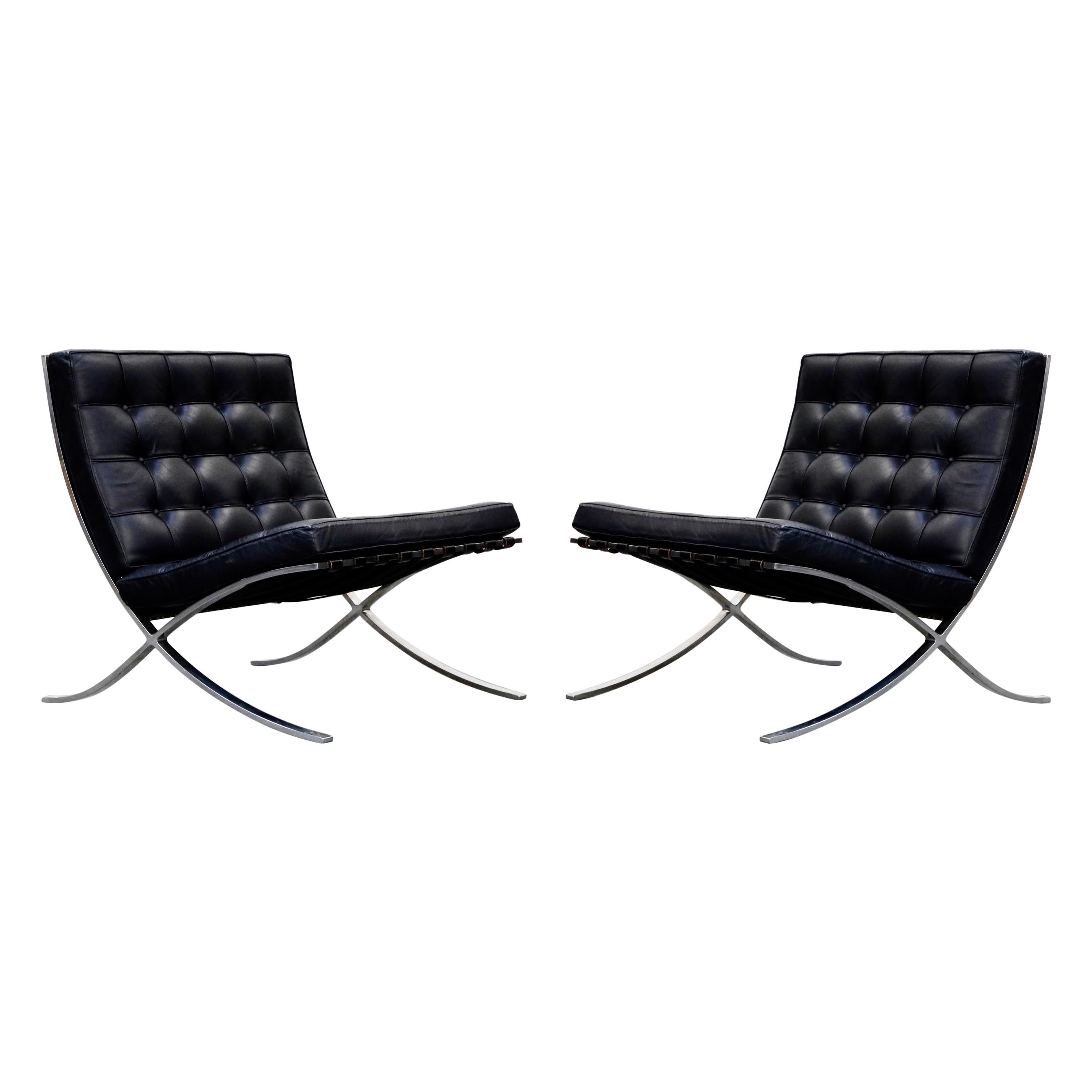 Triple Signed Knoll Associates Barcelona Chairs by Mies van der Rohe, circa 1961