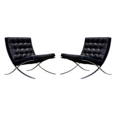 Vintage Triple Signed Knoll Associates Barcelona Chairs by Mies van der Rohe, circa 1961