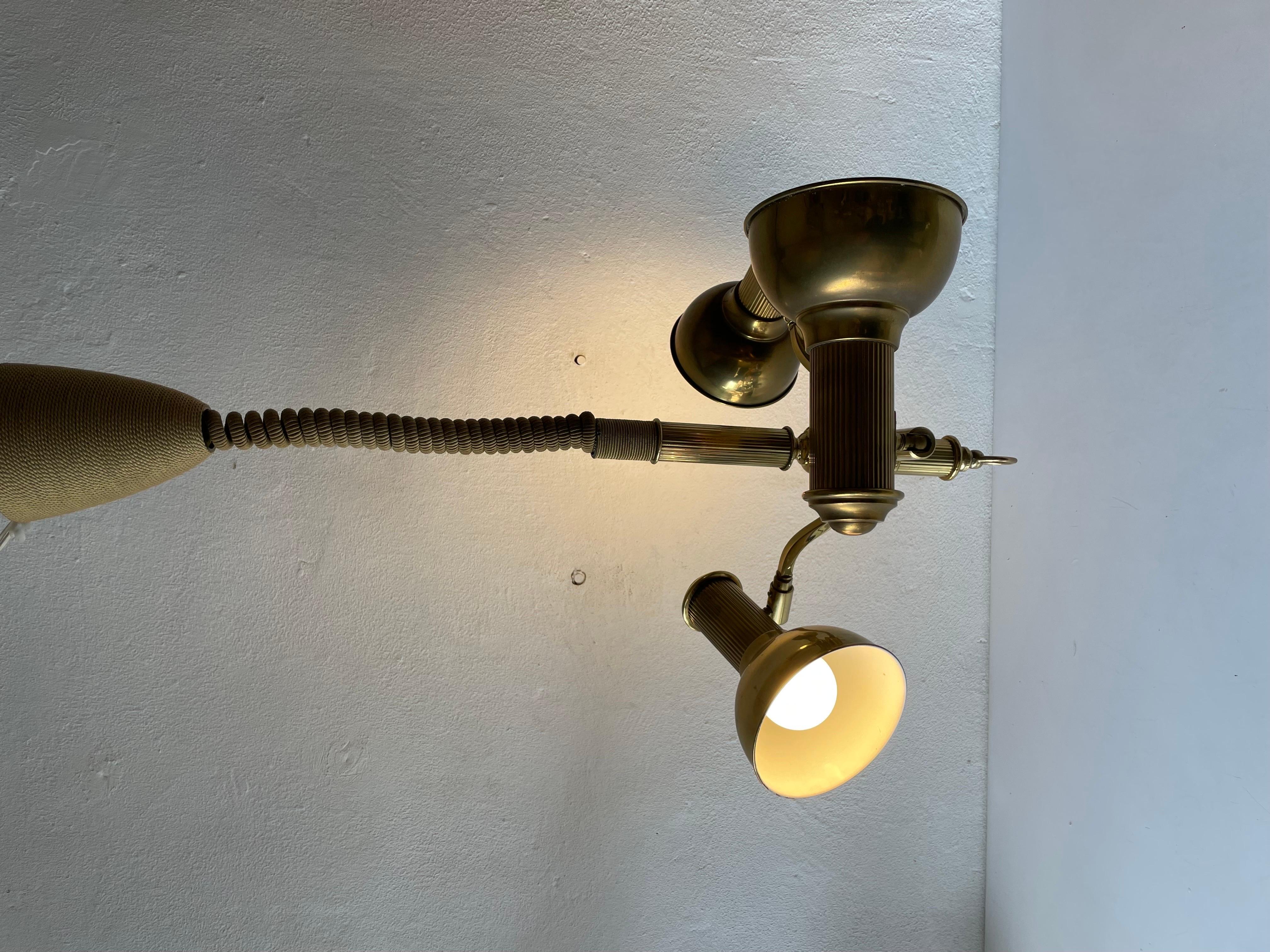 Triple Spot Shade Brass Pendant Lamp by Hillebrand, 1970s, Germany 7