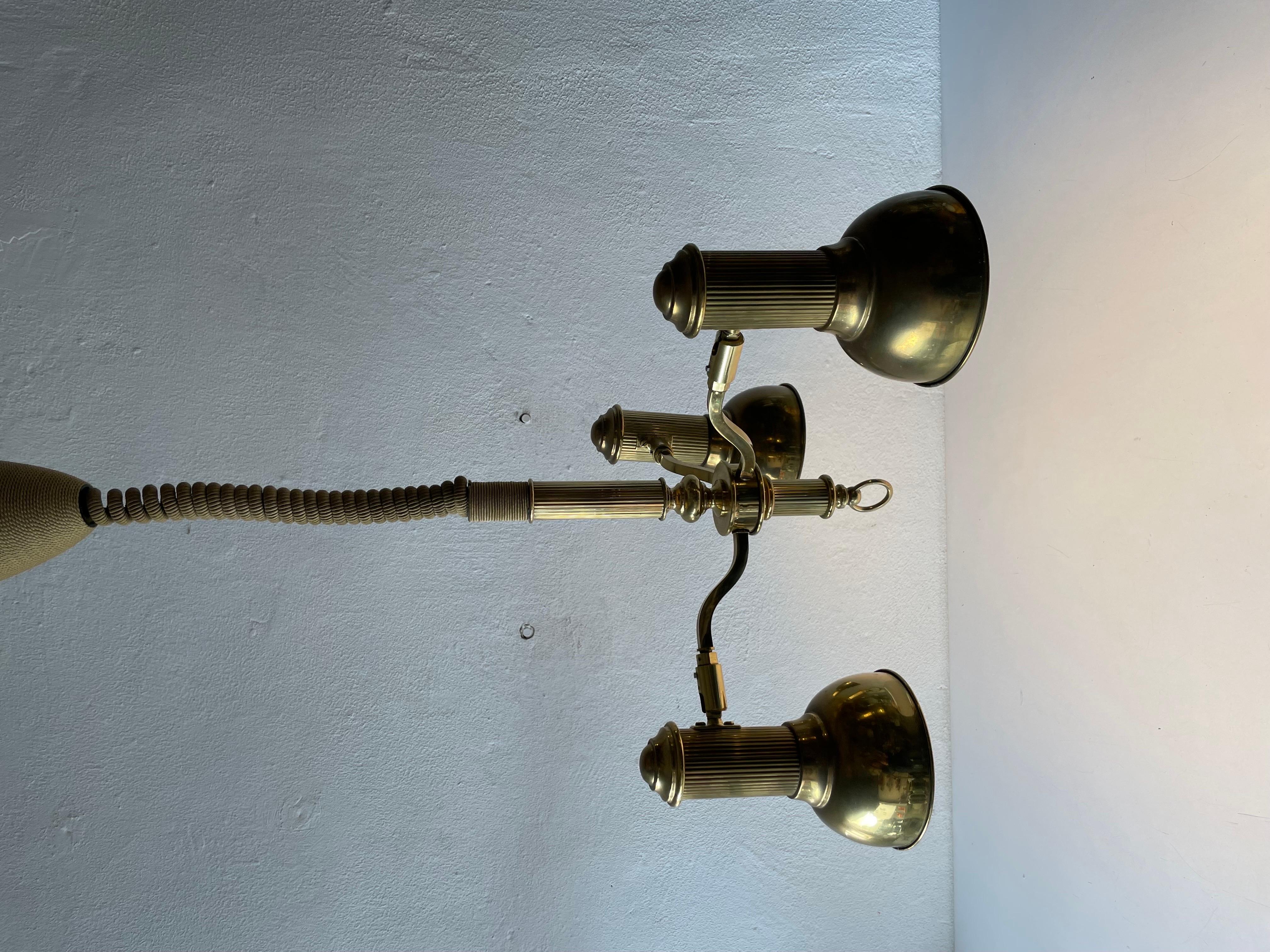 Triple Spot Shade Brass Pendant Lamp by Hillebrand, 1970s, Germany 12