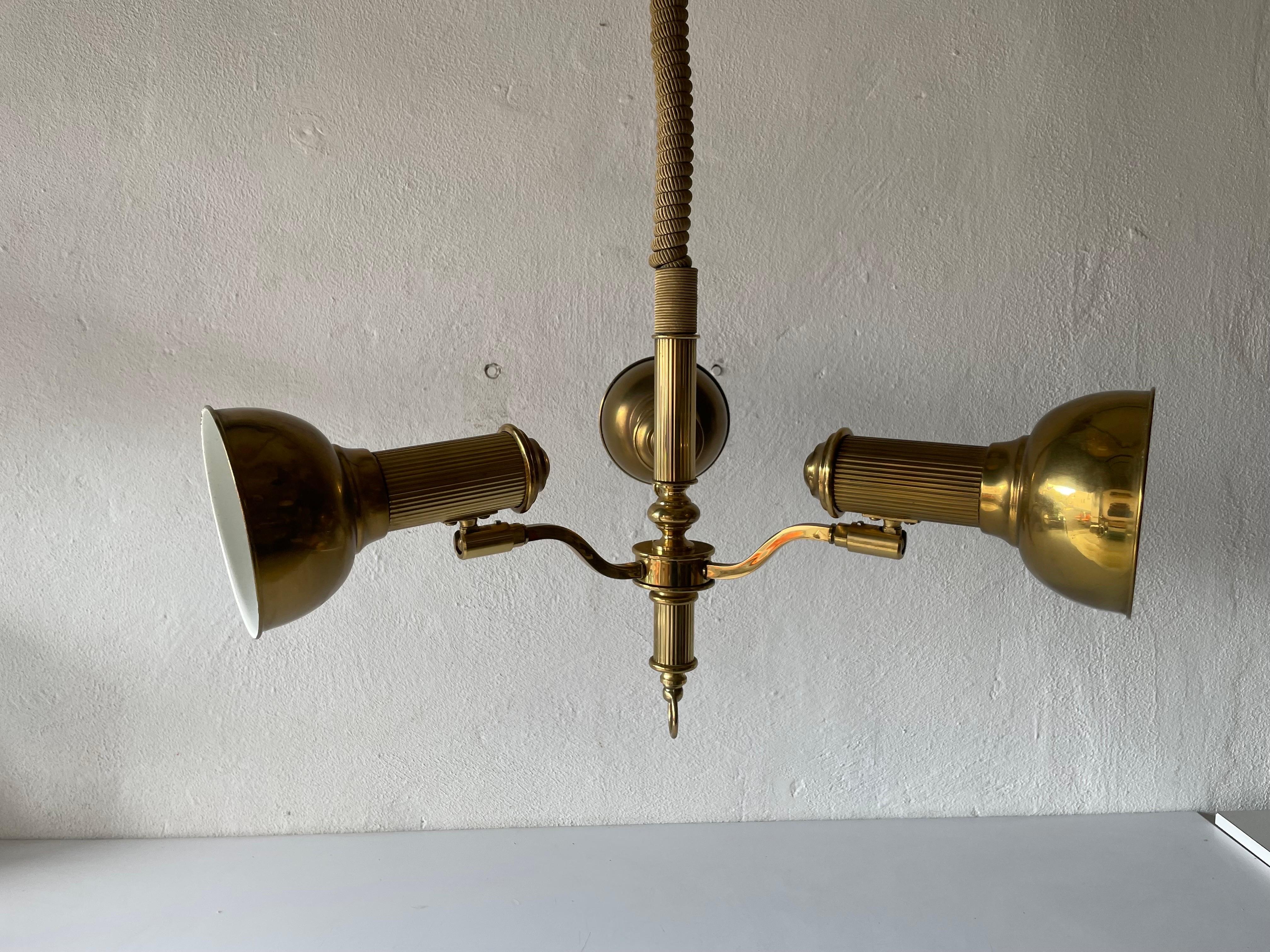 Late 20th Century Triple Spot Shade Brass Pendant Lamp by Hillebrand, 1970s, Germany