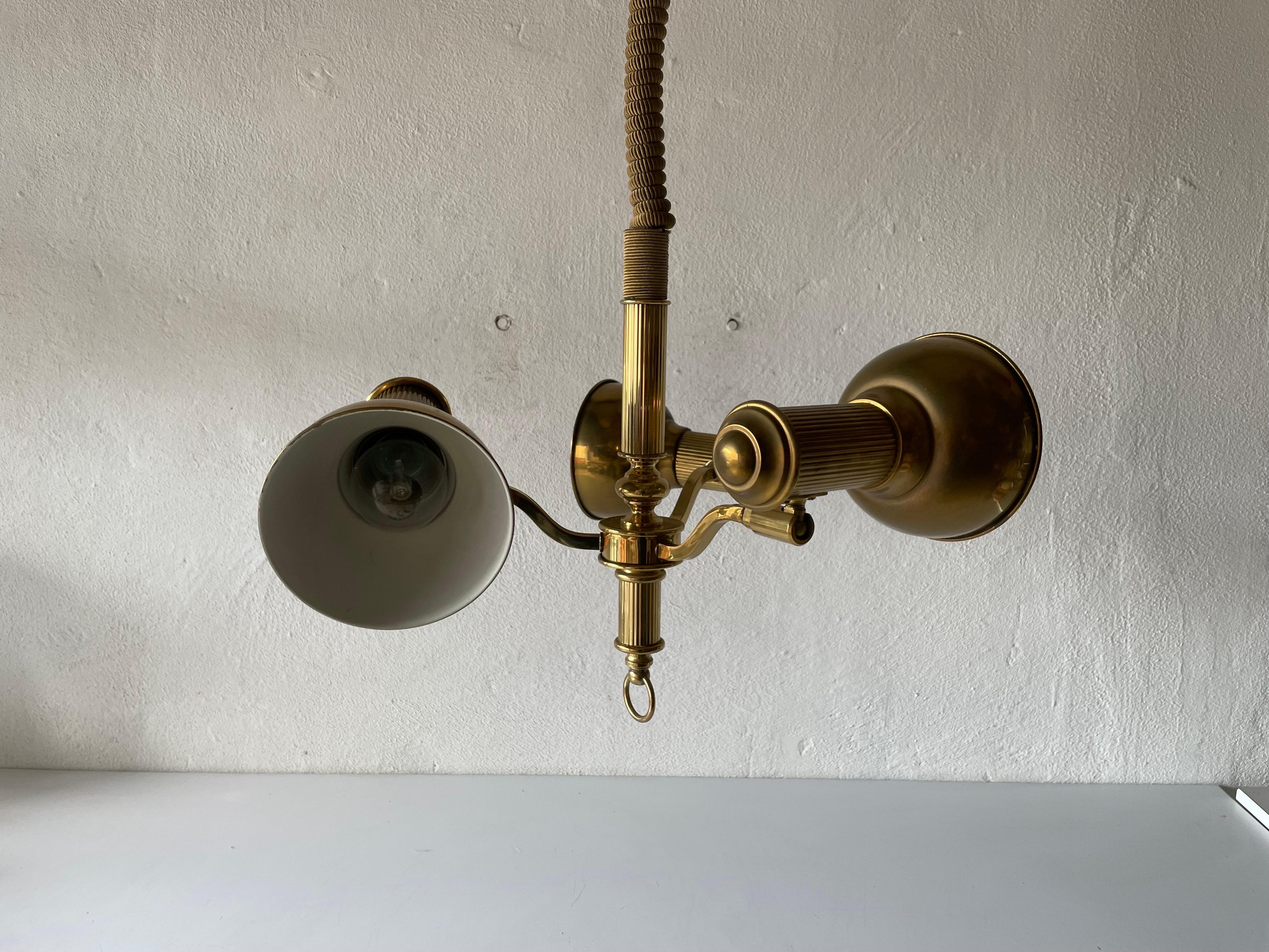 Triple Spot Shade Brass Pendant Lamp by Hillebrand, 1970s, Germany For Sale 2