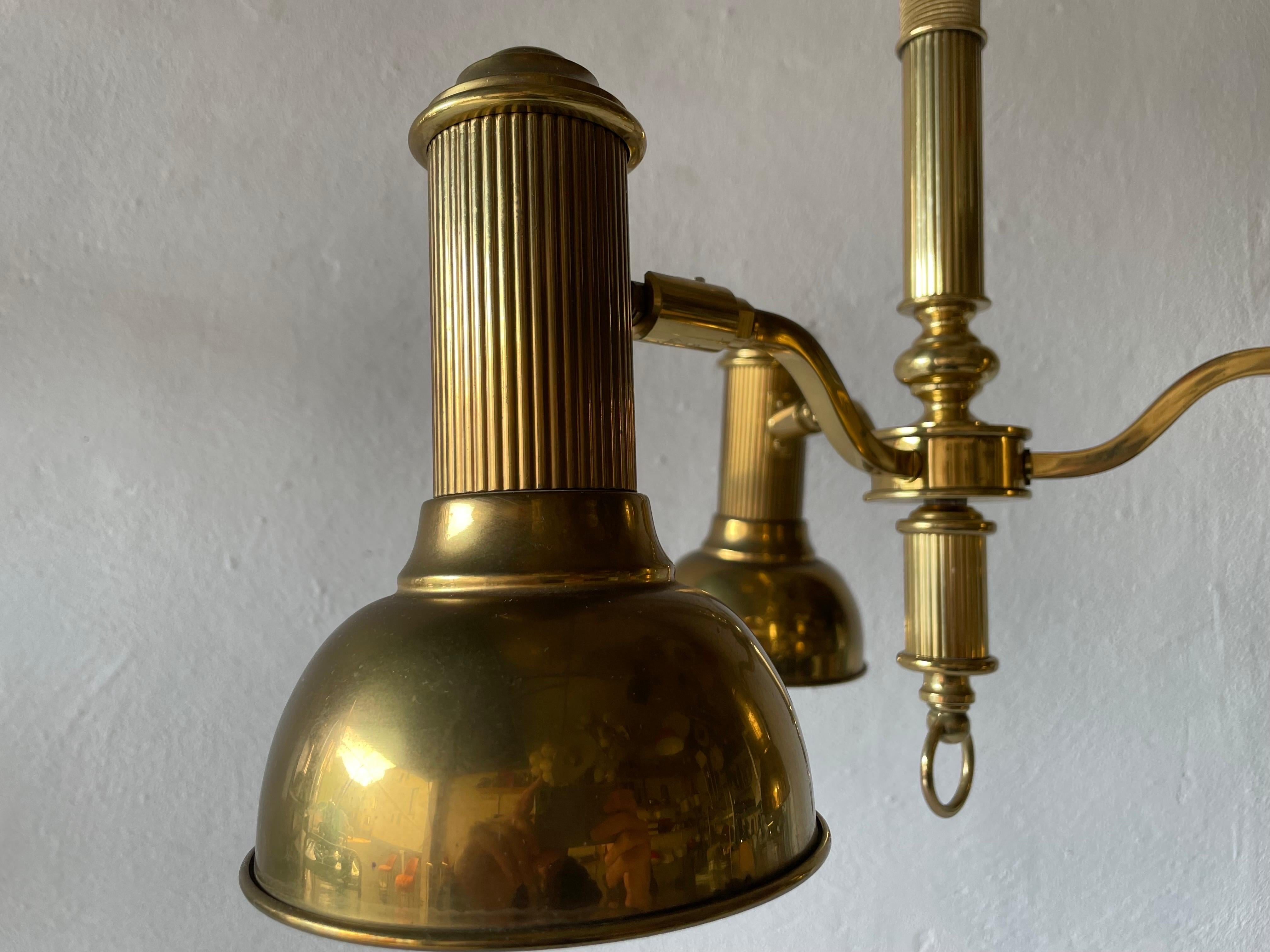 Triple Spot Shade Brass Pendant Lamp by Hillebrand, 1970s, Germany 3