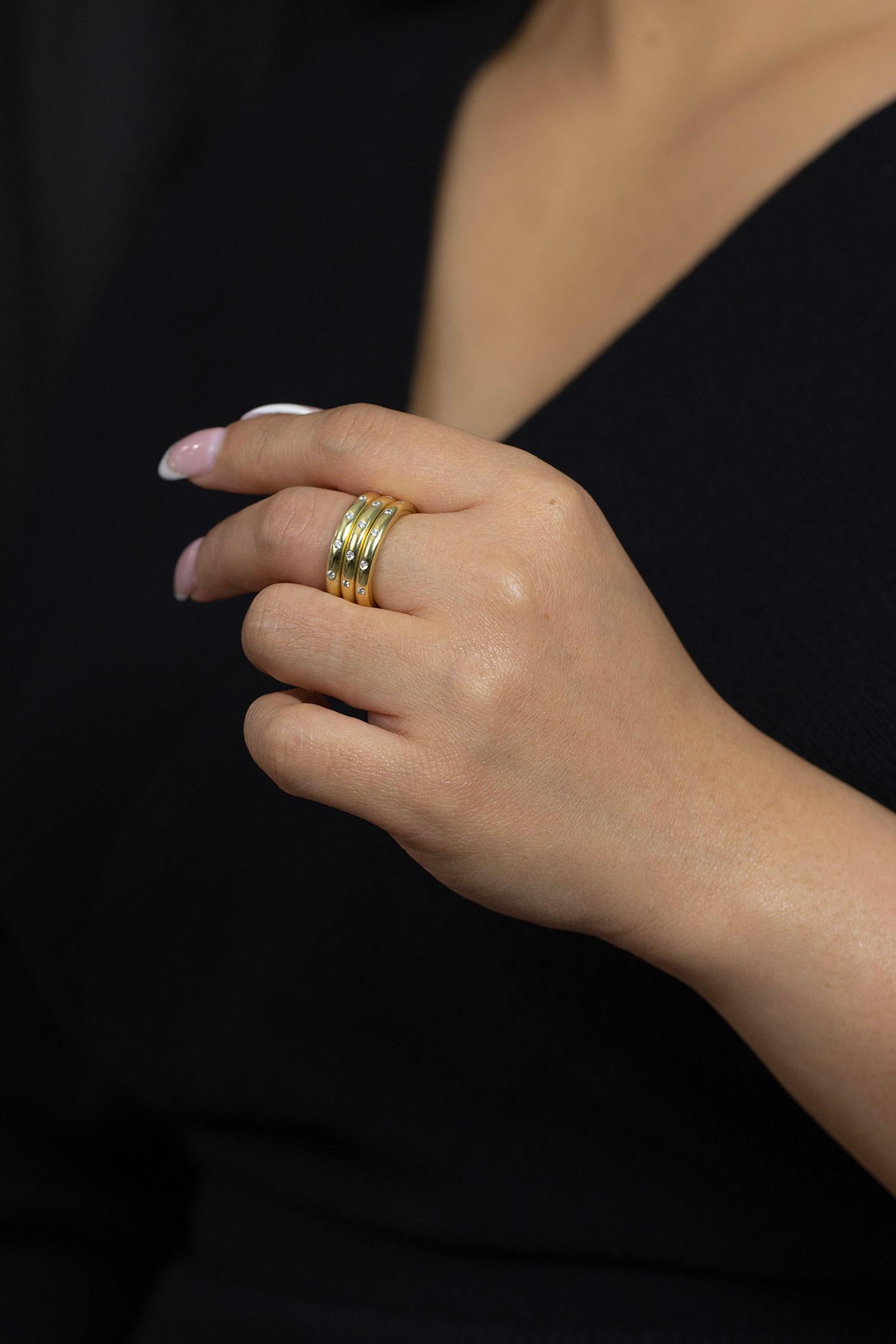 Women's Roman Malakov 0.58 Carat Total Diamond Triple Stackable Fashion Ring For Sale