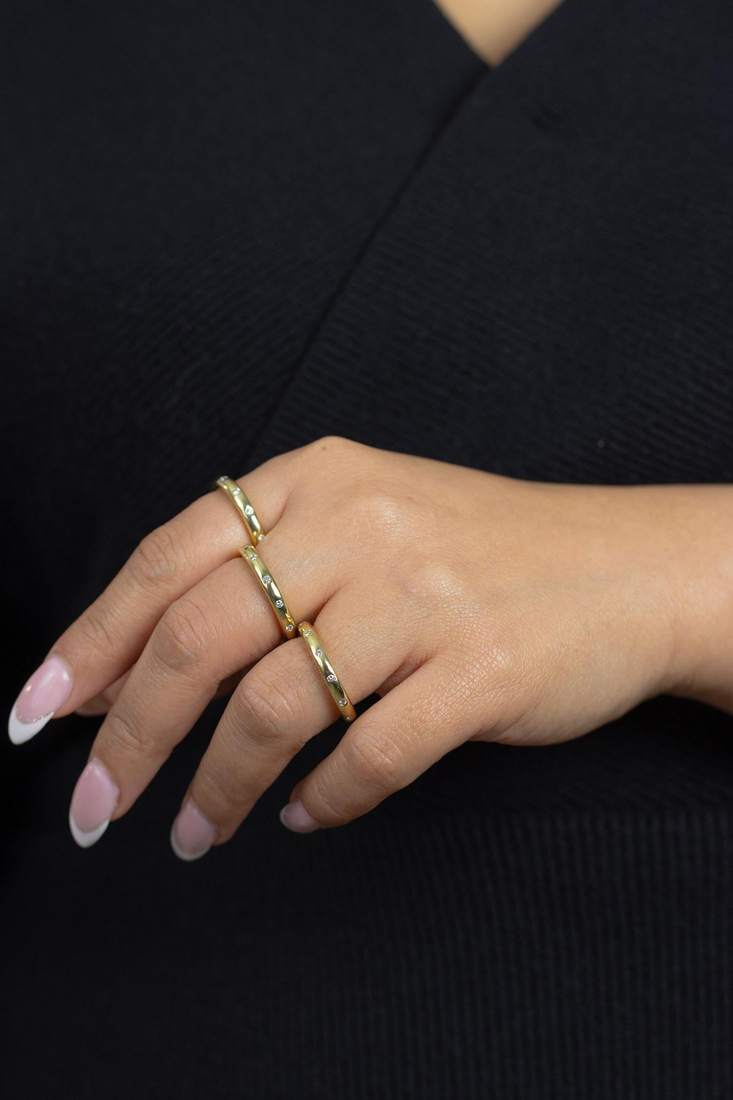 Roman Malakov 0.58 Carat Total Diamond Triple Stackable Fashion Ring For Sale 2