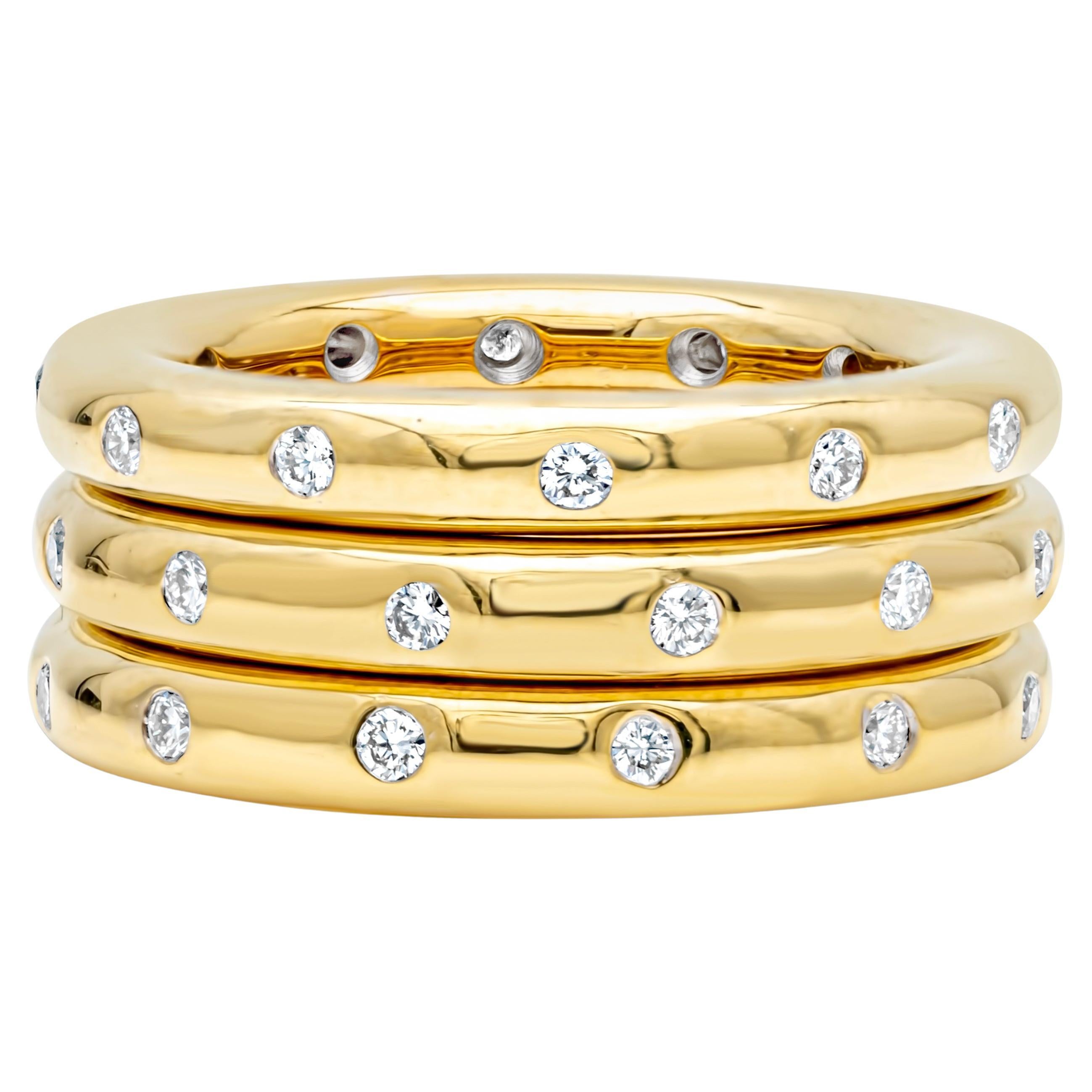 Roman Malakov 0.58 Carat Total Diamond Triple Stackable Fashion Ring For Sale