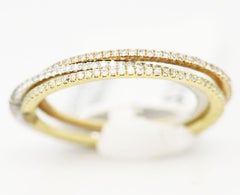 Triple Stacked 18 Karat Multitone Gold 1.5 Carat Diamond Wedding Band Ring