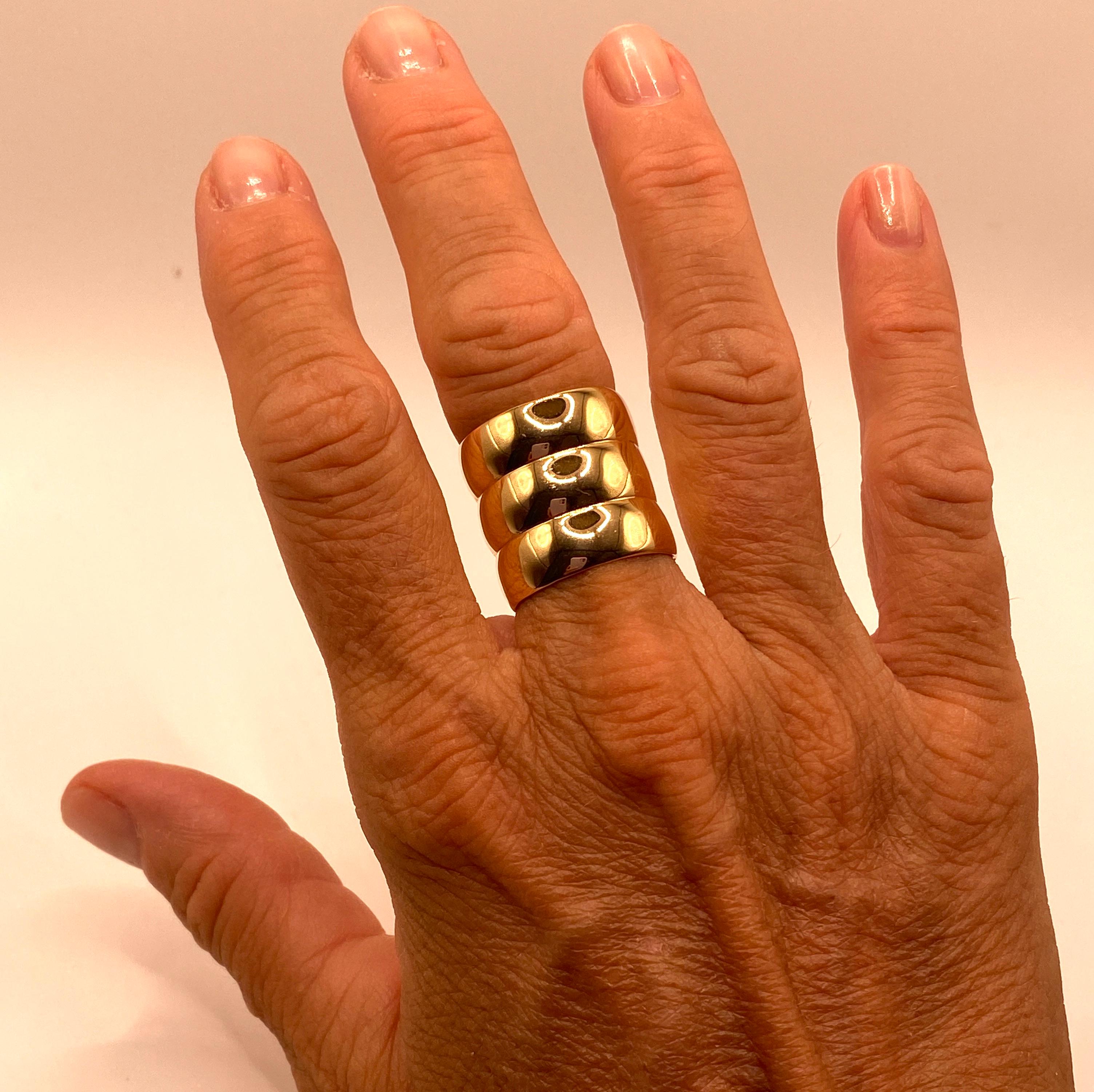 For Sale:  Triple Stacked 22 Karat Gold Ring by Romae Jewelry - Inspired by Ancient Designs 5