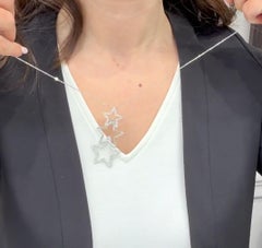 Triple Star 2.40 Carat Diamond Pendant Necklace in 14K White Gold