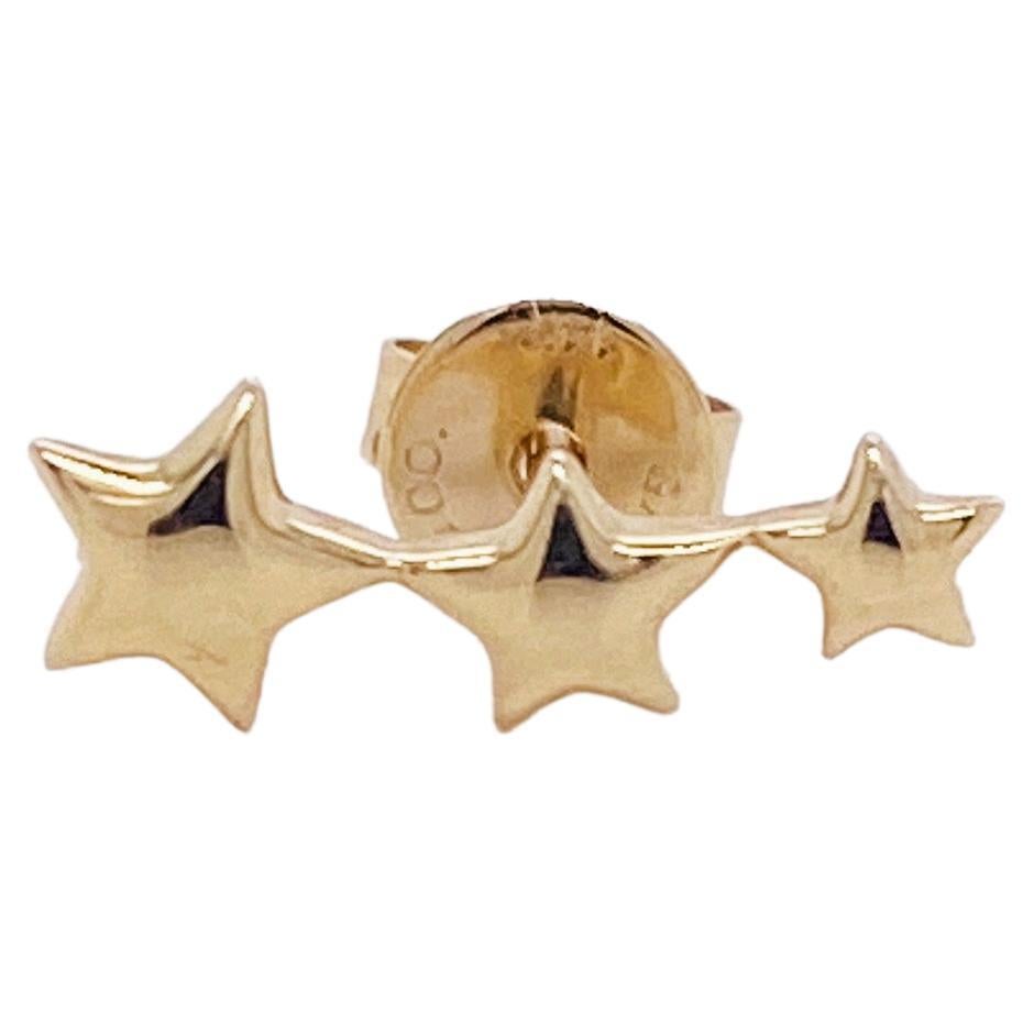Triple Star Single Stud Earring in Solid 14k Yellow Gold EGS14014Y4JJJ LV For Sale