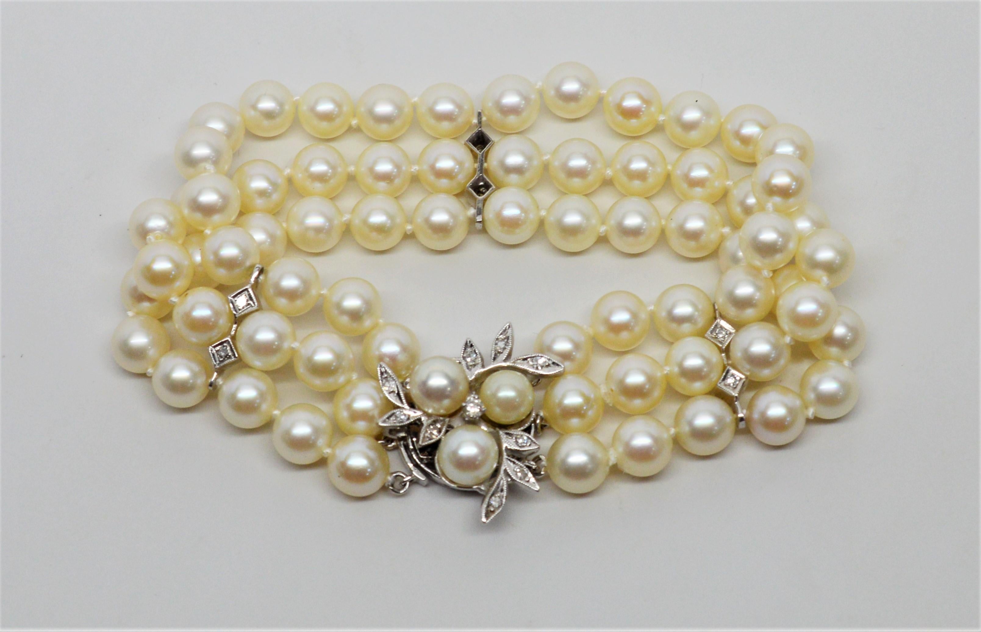 pearl bracelet with diamond clasp