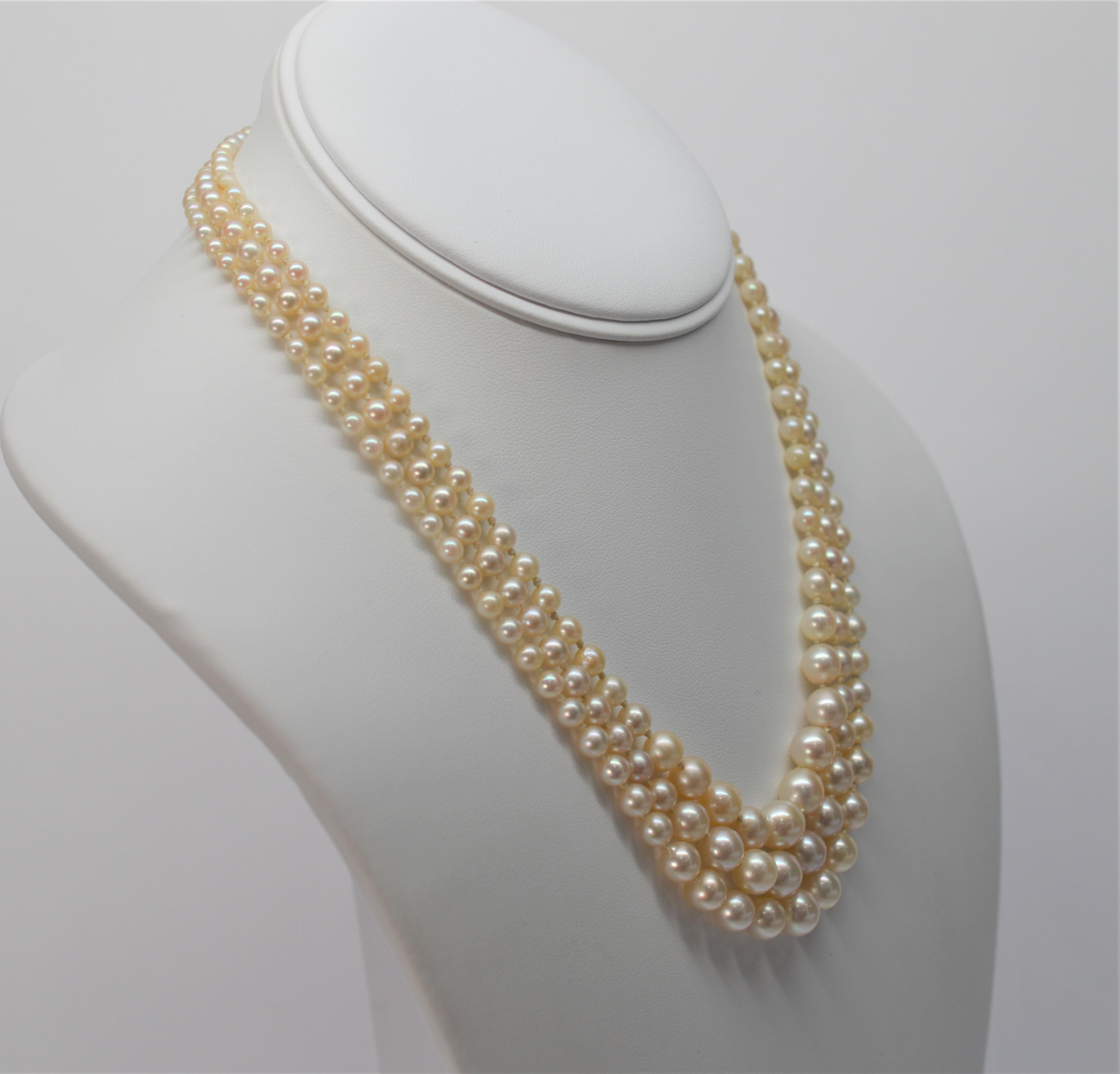 triple strand graduated pearl necklace