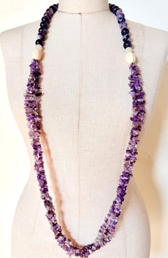 Triple-Strand Amethyst & Large Purple Agate Necklace - 370g