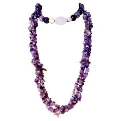 Triple-Strand Amethyst & Large Purple Agate Necklace - 370g