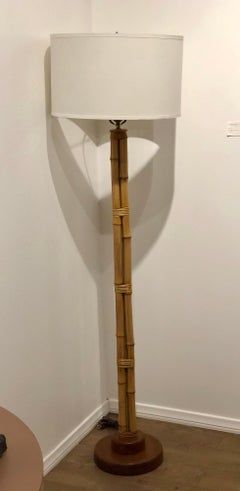 Triple Strand Bamboo Floor Lamp with Mahogany Base