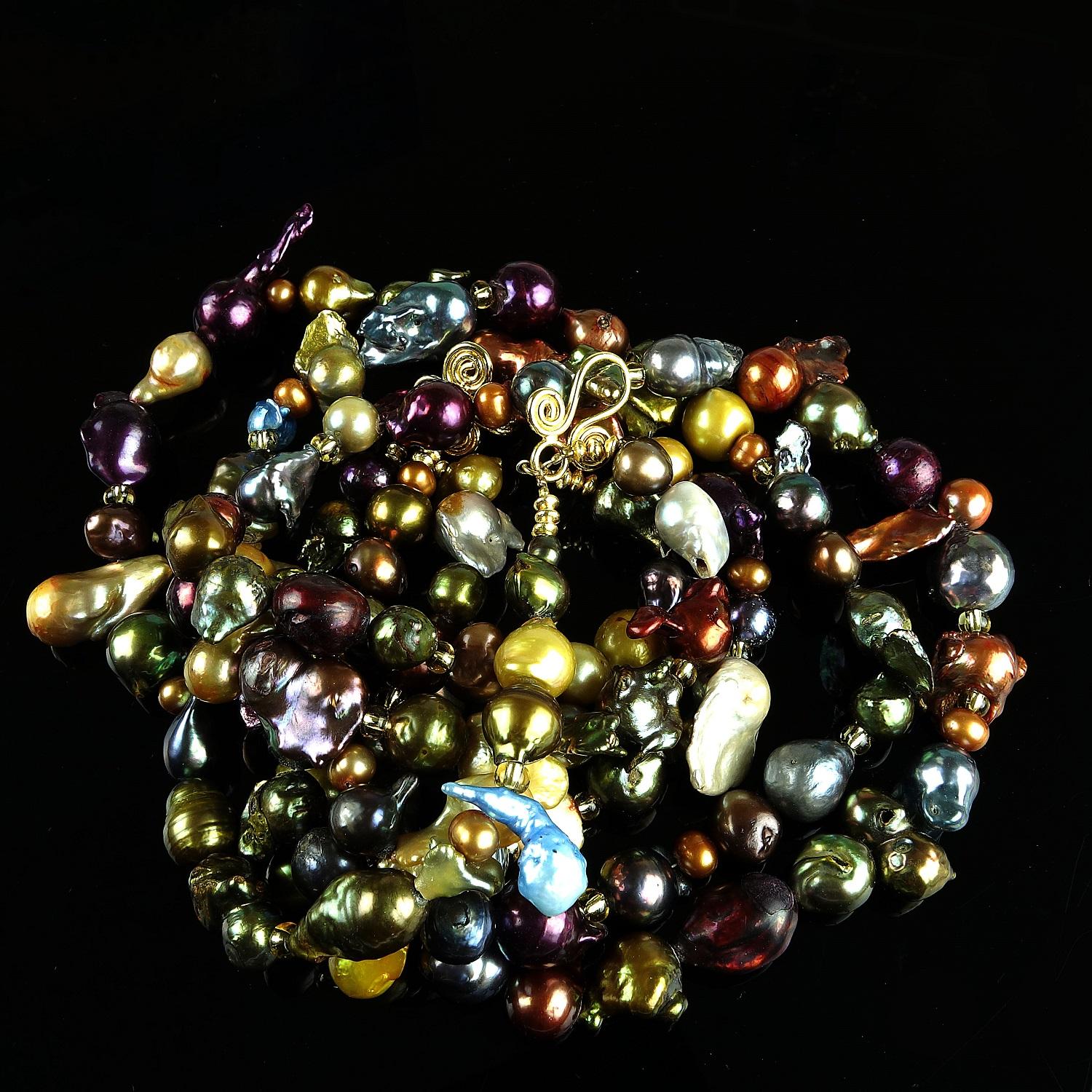 Triple Strand Multi-Color  Pearl Necklace 2