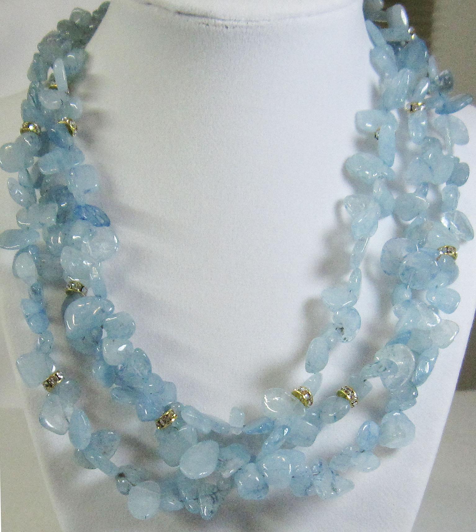 march birthstone strand necklaces