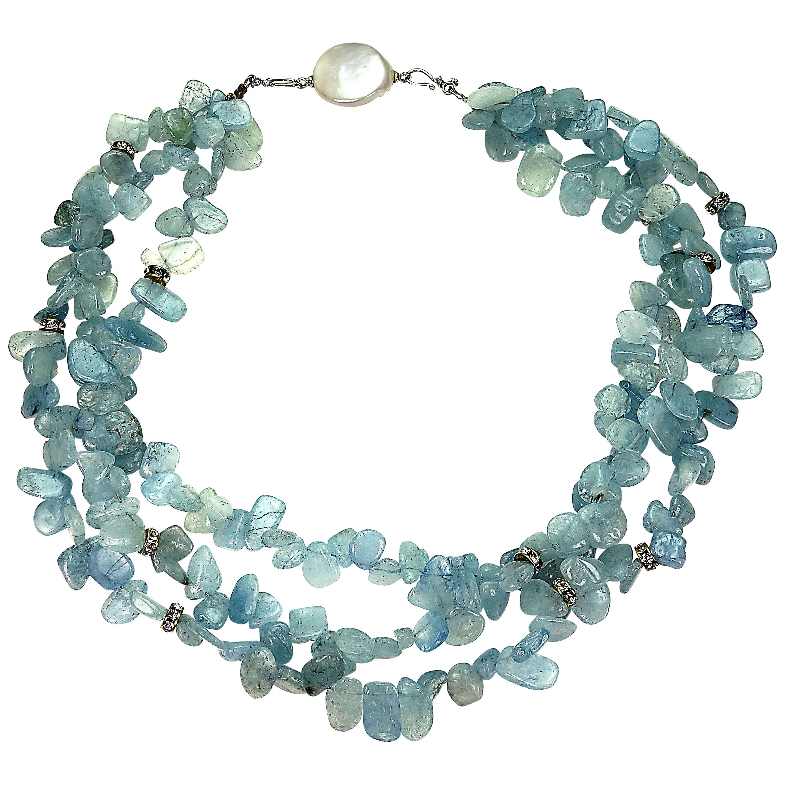 Aquamarine chip deals necklace