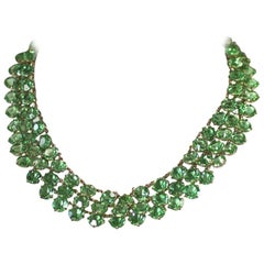 Triple Strand Peridot Crystal Necklace