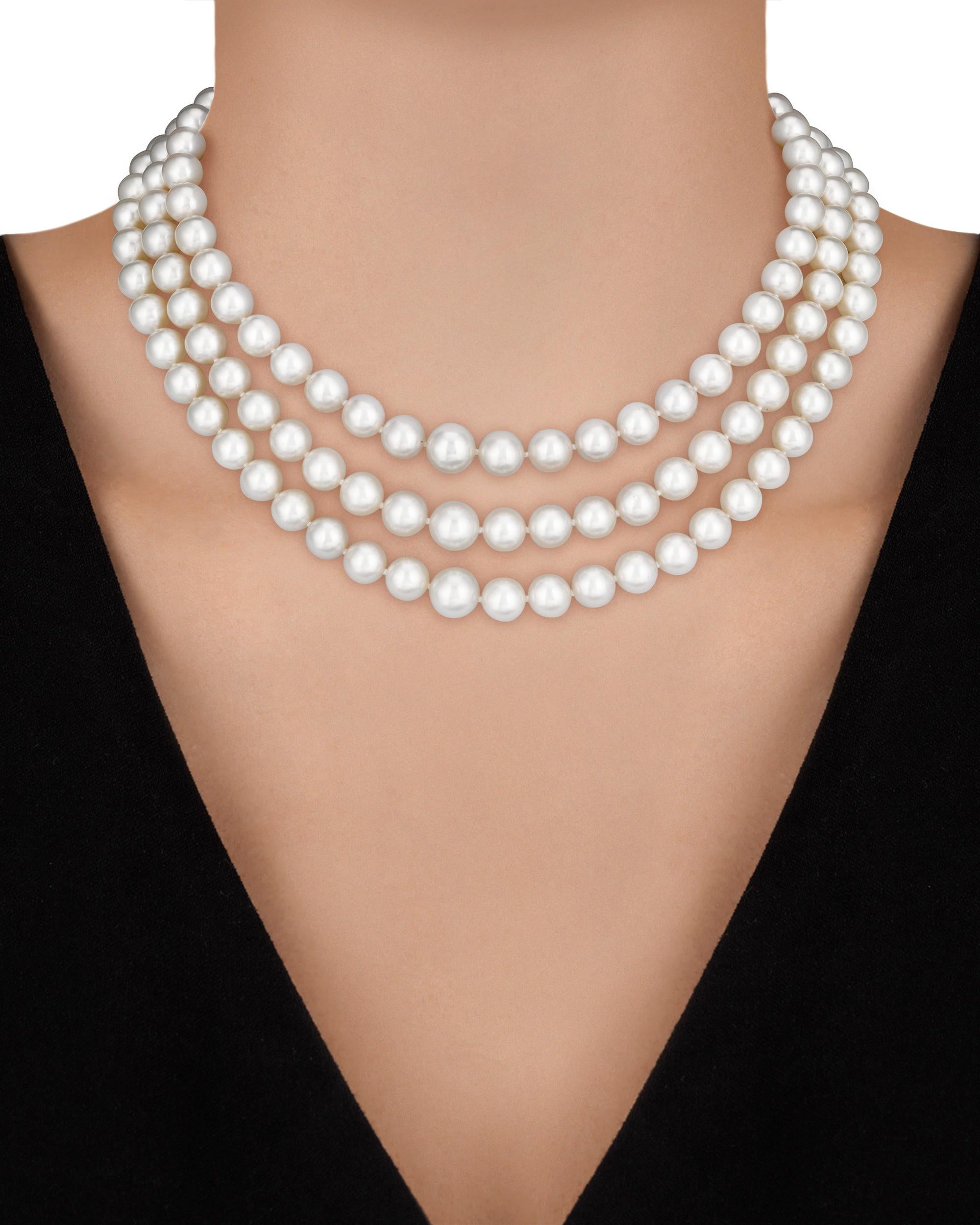 triple strand graduated pearl necklace