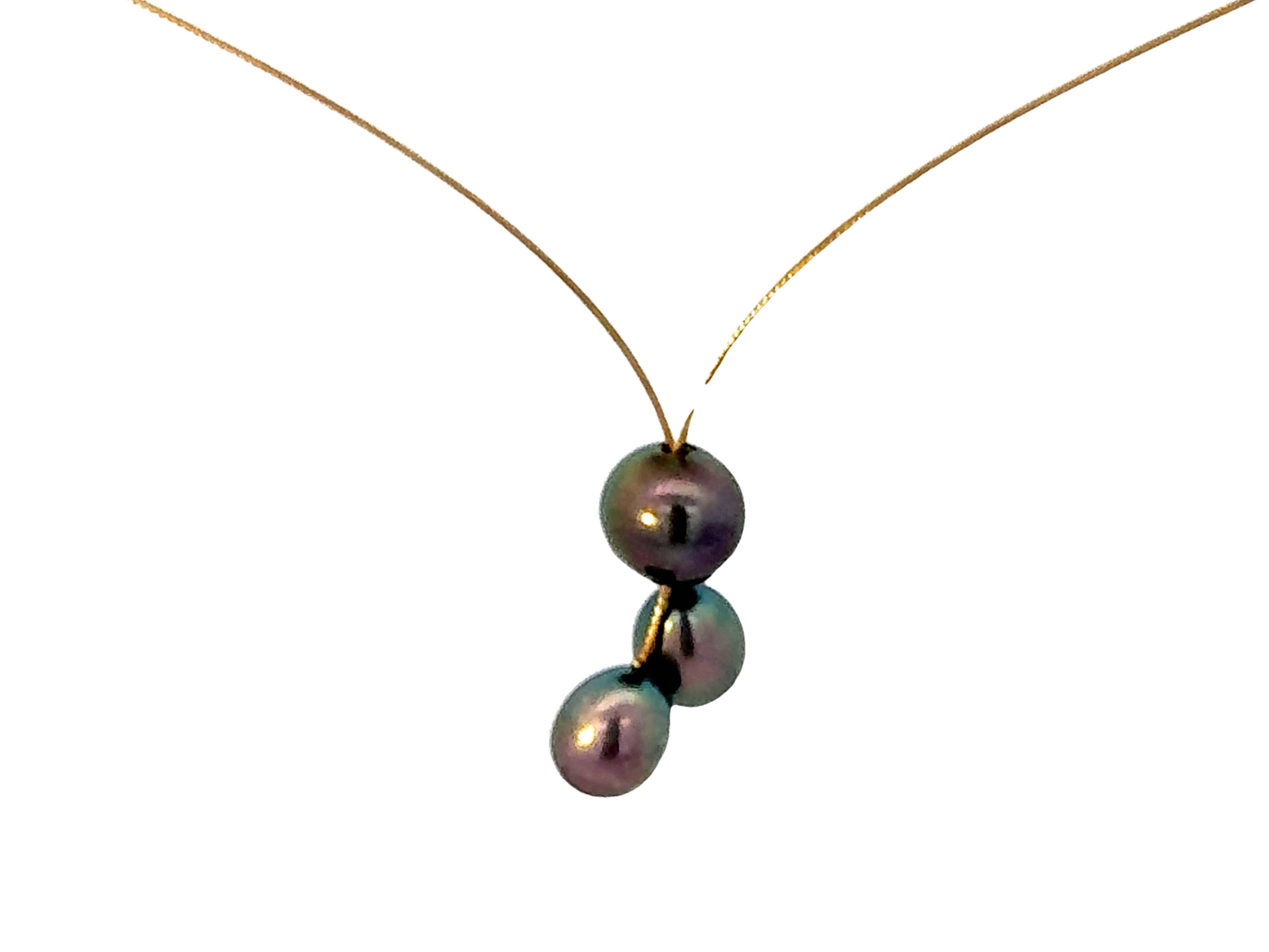 Collier de perles de Tahiti en or jaune 14 carats Pour femmes en vente