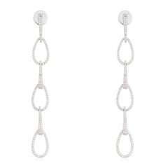 Triple Teardrop 14K (or 18k upon request) White Gold Link Dangle Earrings