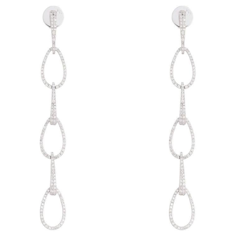 1.03ctw Diamond Triple Teardrop 14K Gold Dangle Earrings For Sale