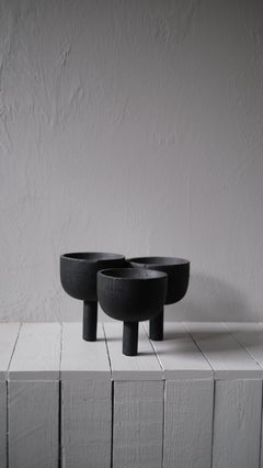 Contemporary Triple Tray in Burnt Iroko Wood, Arno Declercq