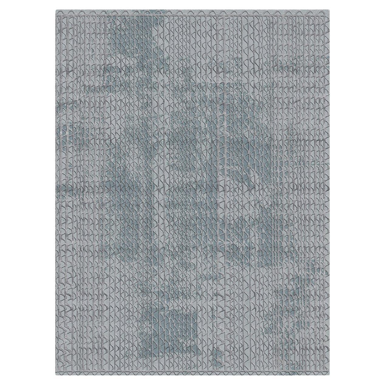 Rechteckiger grauer Dreifachwellen-Teppich von Lorenza Bozzoli 