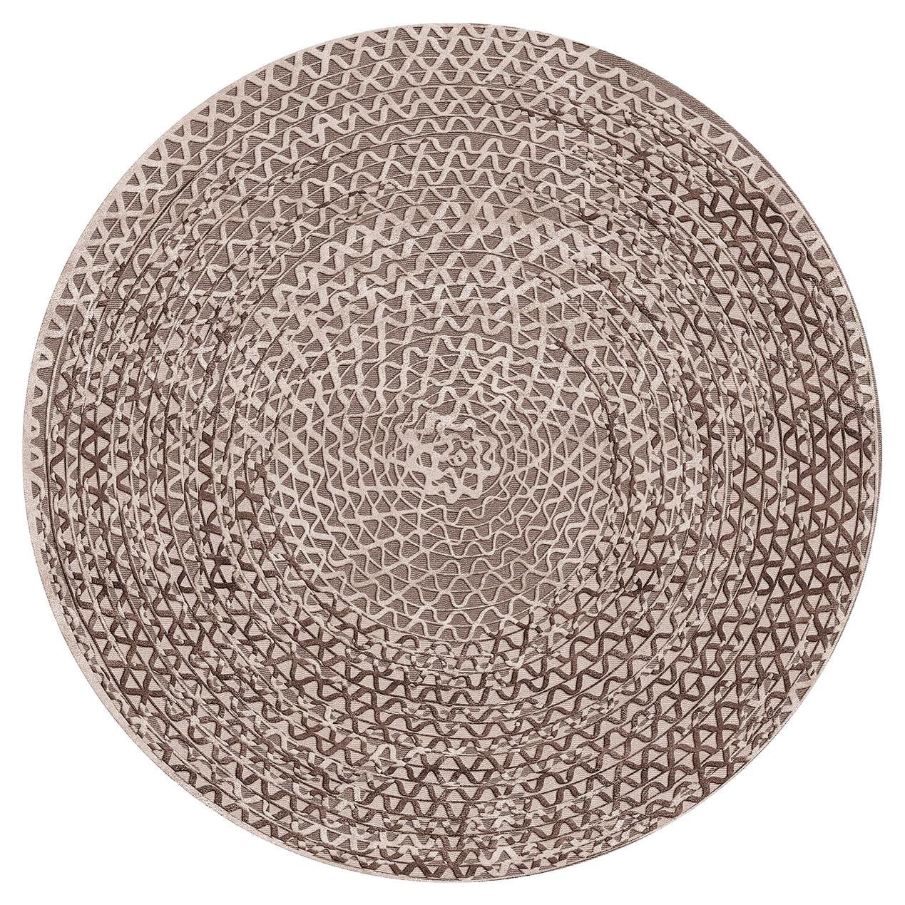 Triple Waves Round Beige Rug by Lorenza Bozzoli For Sale