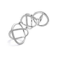 Triple X Kiss Ring 1.00 Carat Round Brilliant Diamond Ring 18 Karat White Gold